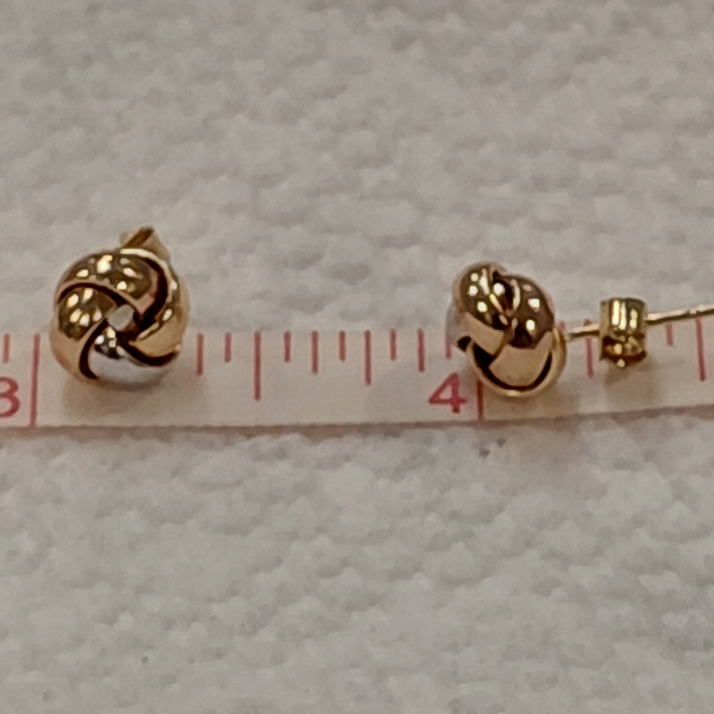 10K Tri-colour Yellow, White and Rose Gold Stud Earrings